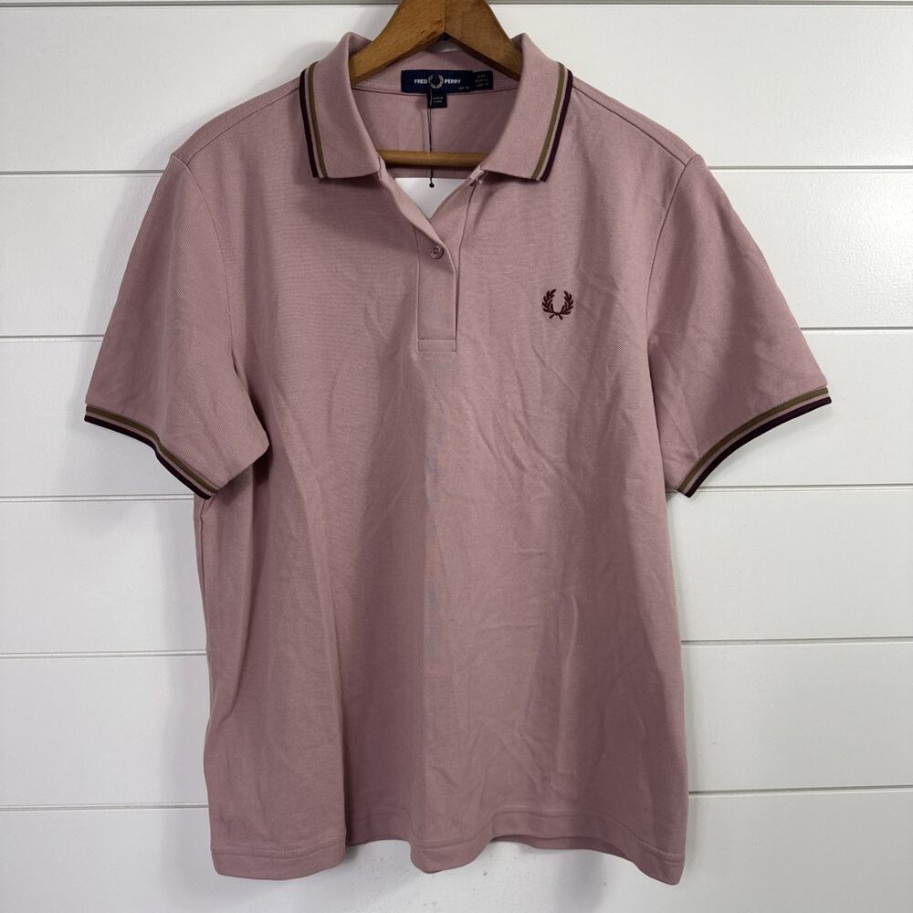 Fred Perry Twin Tipped Classic Polo Shirt Dusty Rose Pink sz 10